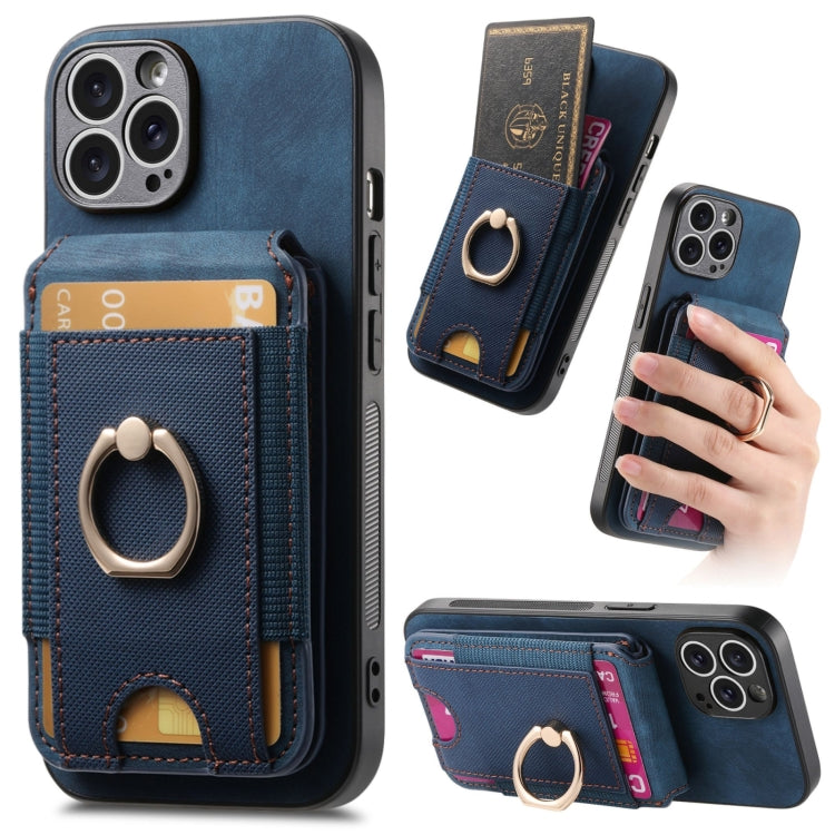 For iPhone 15 Pro Retro Splitable Magnetic Stand Card Bag Leather Phone Case(Blue) - HoMEdemic™ 