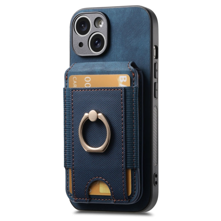 For iPhone 15 Pro Retro Splitable Magnetic Stand Card Bag Leather Phone Case(Blue) - HoMEdemic™ 