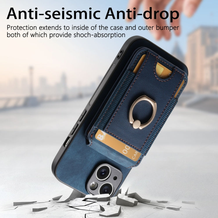 For iPhone 15 Pro Retro Splitable Magnetic Stand Card Bag Leather Phone Case(Blue) - HoMEdemic™ 