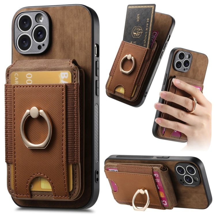 For iPhone 15 Pro Retro Splitable Magnetic Stand Card Bag Leather Phone Case(Brown) - HoMEdemic™ 
