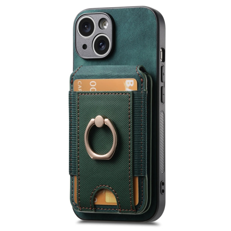 For iPhone 15 Pro Retro Splitable Magnetic Stand Card Bag Leather Phone Case(Green) - HoMEdemic™ 