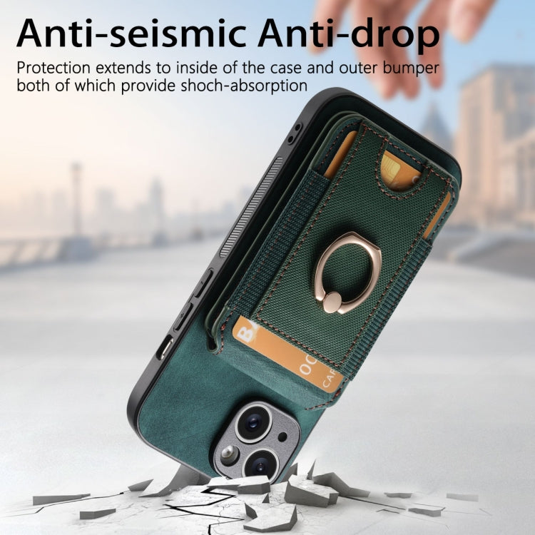For iPhone 15 Pro Retro Splitable Magnetic Stand Card Bag Leather Phone Case(Green) - HoMEdemic™ 