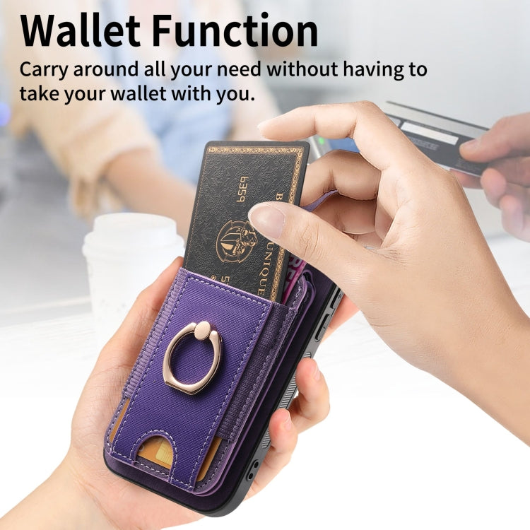 For iPhone 15 Pro Retro Splitable Magnetic Stand Card Bag Leather Phone Case(Purple) - HoMEdemic™ 