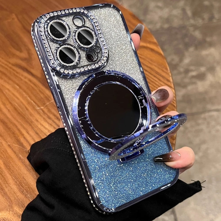 For iPhone 15 Pro Rhinestone Mirror Glitter MagSafe TPU Phone Case(Sierra Blue) - HoMEdemic™ 