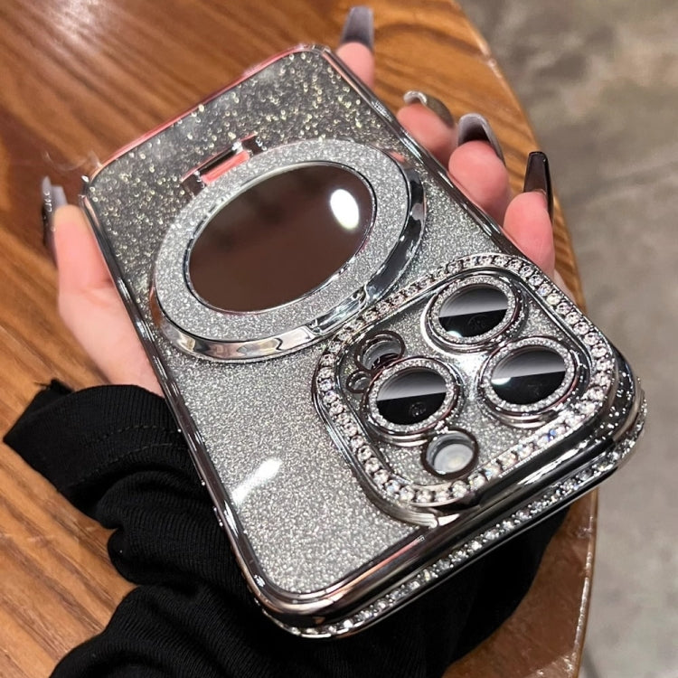 For iPhone 15 Pro Rhinestone Mirror Glitter MagSafe TPU Phone Case(Space Silver) - HoMEdemic™ 