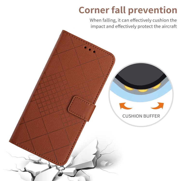 For iPhone 15 Pro Rhombic Grid Texture Leather Phone Case(Brown) - HoMEdemic™ 
