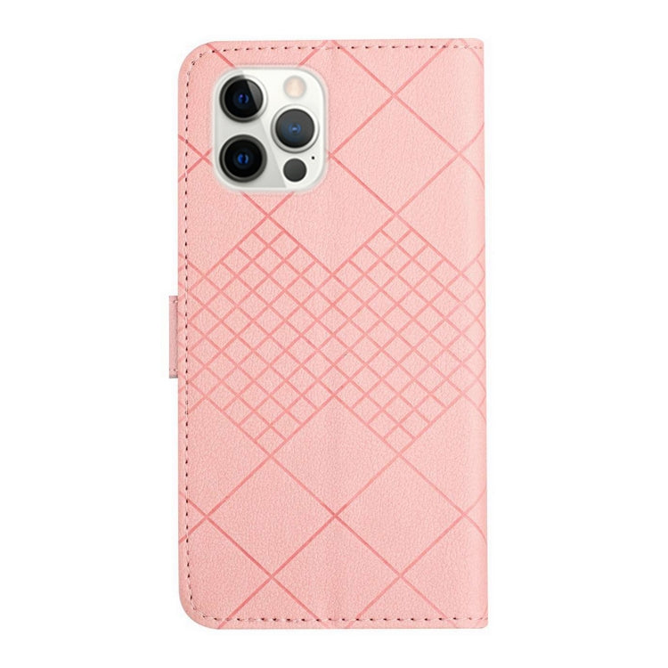 For iPhone 15 Pro Rhombic Grid Texture Leather Phone Case(Pink) - HoMEdemic™ 