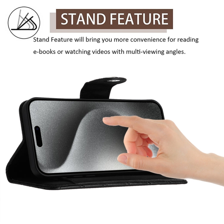 For iPhone 15 Pro Rhombic Texture Flip Leather Phone Case with Lanyard(Black) - HoMEdemic™ 