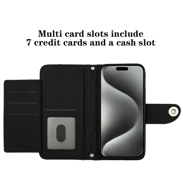 For iPhone 15 Pro Rhombic Texture Flip Leather Phone Case with Lanyard(Black) - HoMEdemic™ 
