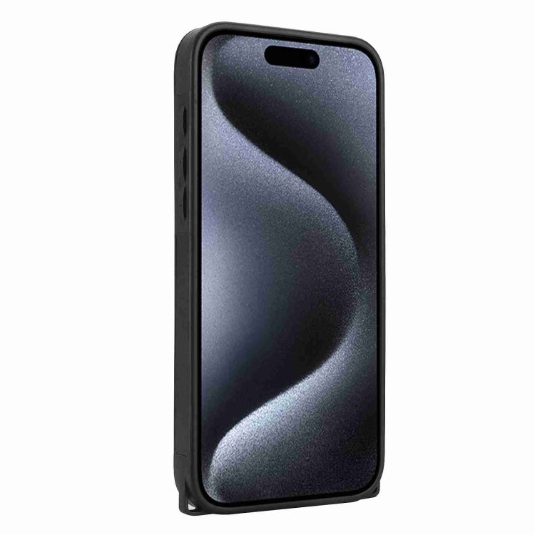 For iPhone 15 Pro Rhombic Texture Phone Case with Dual Lanyard(Black) - HoMEdemic™ 