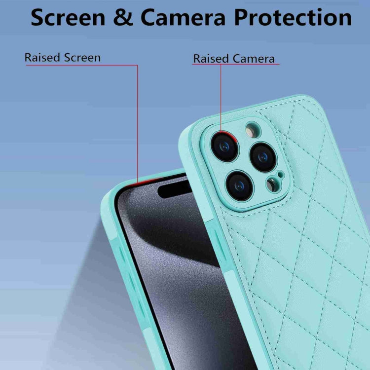 For iPhone 15 Pro Rhombic Texture Phone Case with Dual Lanyard(Green) - HoMEdemic™ 