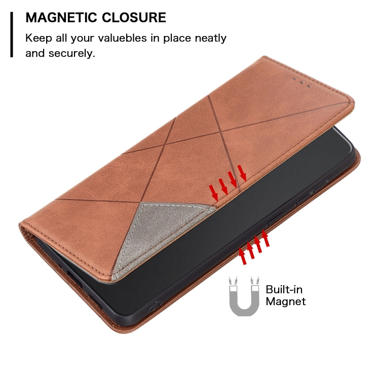 For iPhone 15 Pro Rhombus Texture Magnetic Leather Phone Case(Brown) - HoMEdemic™ 