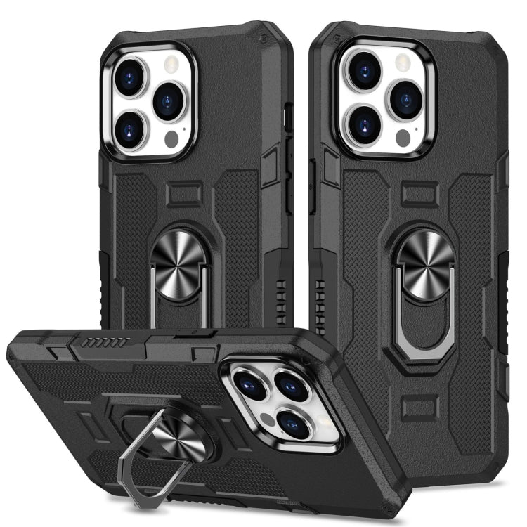 For iPhone 15 Pro Ring Holder Armor Hybrid Phone Case(Black) - HoMEdemic™ 