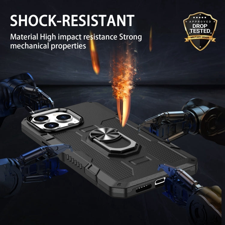 For iPhone 15 Pro Ring Holder Armor Hybrid Phone Case(Black) - HoMEdemic™ 