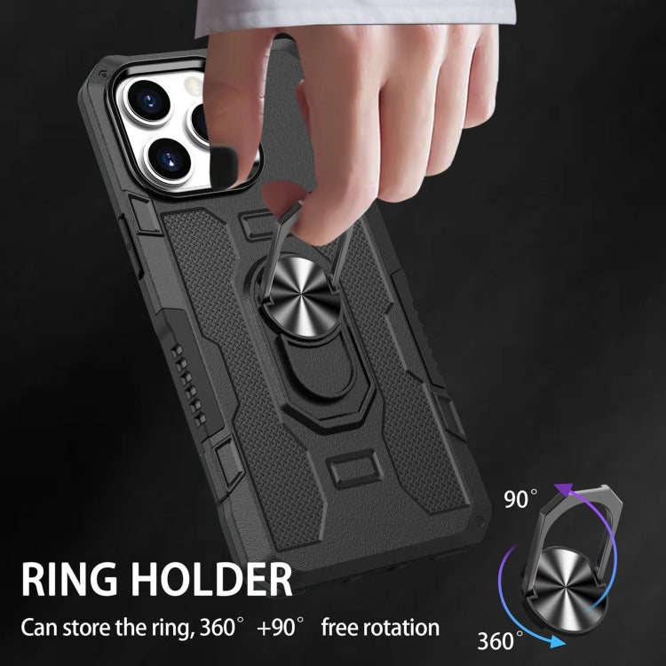 For iPhone 15 Pro Ring Holder Armor Hybrid Phone Case(Black) - HoMEdemic™ 