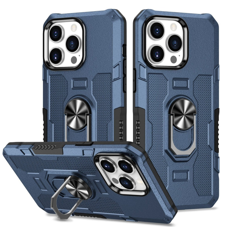 For iPhone 15 Pro Ring Holder Armor Hybrid Phone Case(Blue) - HoMEdemic™ 