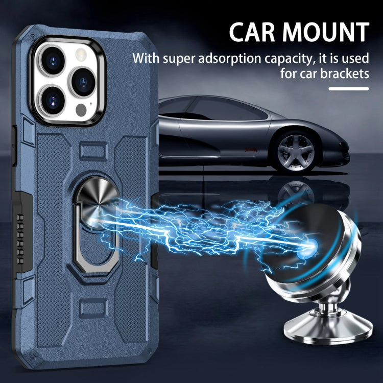 For iPhone 15 Pro Ring Holder Armor Hybrid Phone Case(Blue) - HoMEdemic™ 