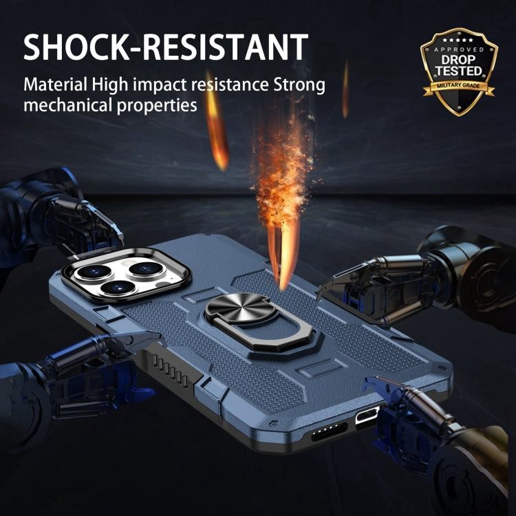 For iPhone 15 Pro Ring Holder Armor Hybrid Phone Case(Blue) - HoMEdemic™ 