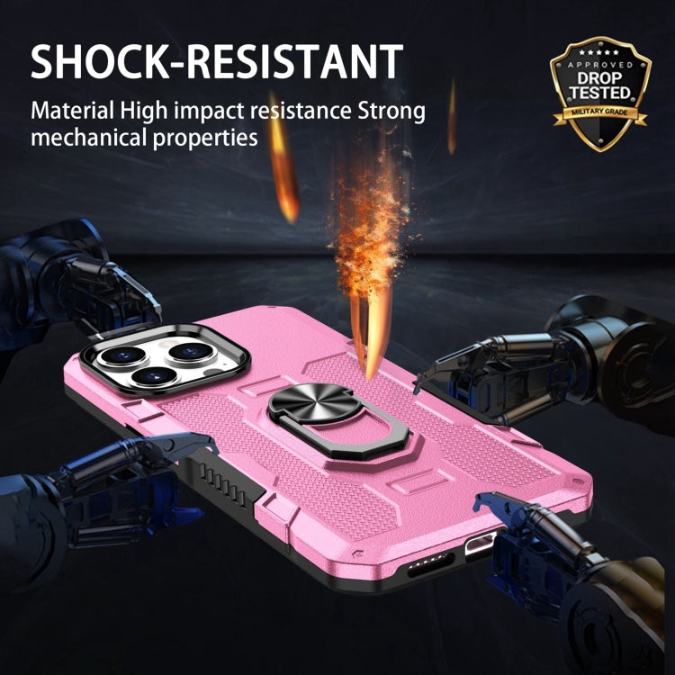 For iPhone 15 Pro Ring Holder Armor Hybrid Phone Case(Pink) - HoMEdemic™ 