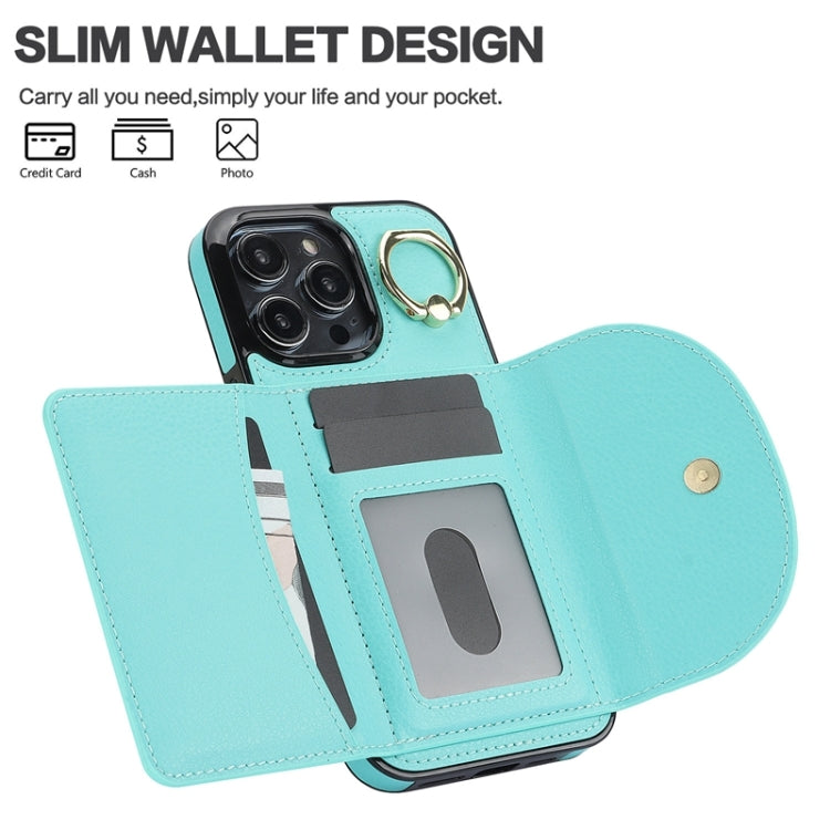 For iPhone 15 Pro Ring Holder Card Bag Skin Feel Phone Case(Green) - HoMEdemic™ 