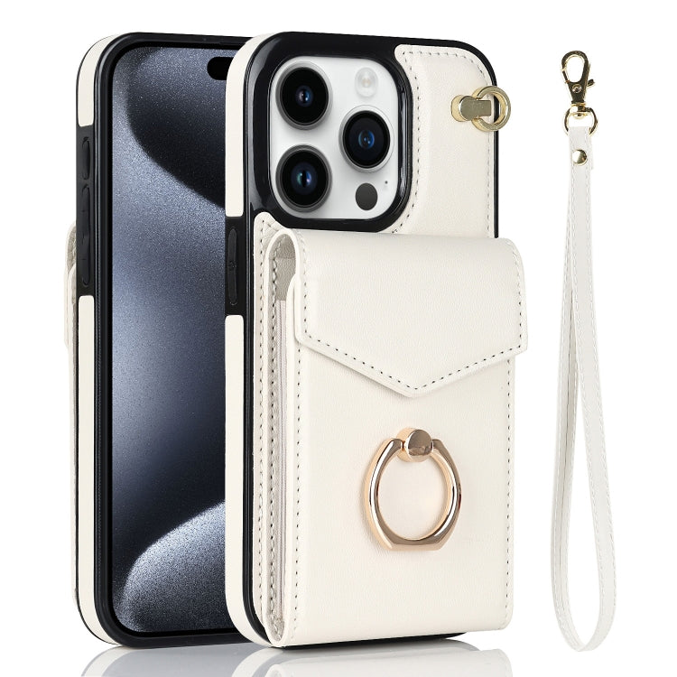 For iPhone 15 Pro Ring Holder RFID Card Slot Phone Case(Beige) - HoMEdemic™ 