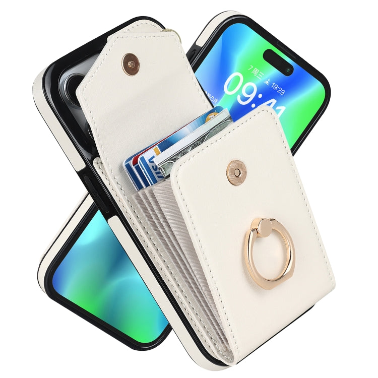 For iPhone 15 Pro Ring Holder RFID Card Slot Phone Case(Beige) - HoMEdemic™ 
