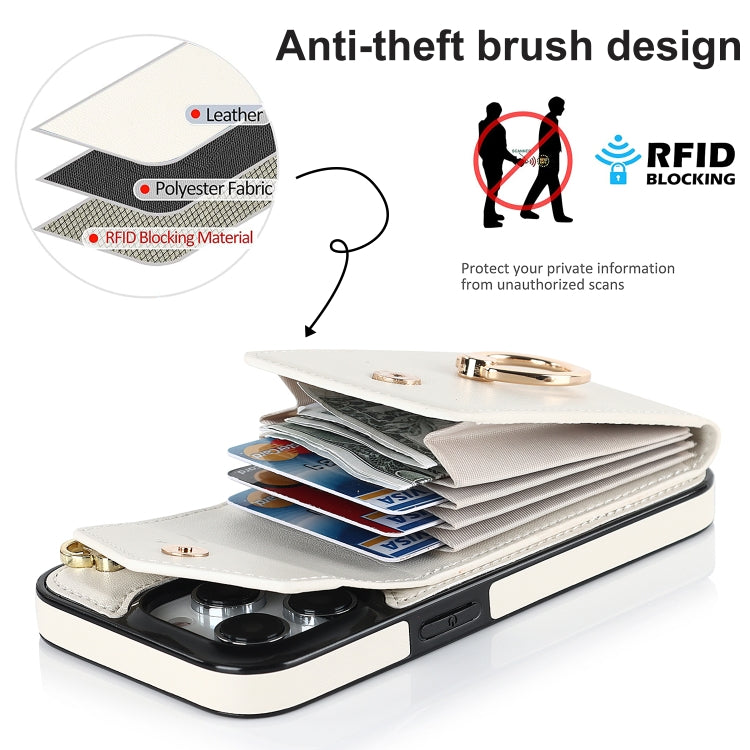 For iPhone 15 Pro Ring Holder RFID Card Slot Phone Case(Beige) - HoMEdemic™ 