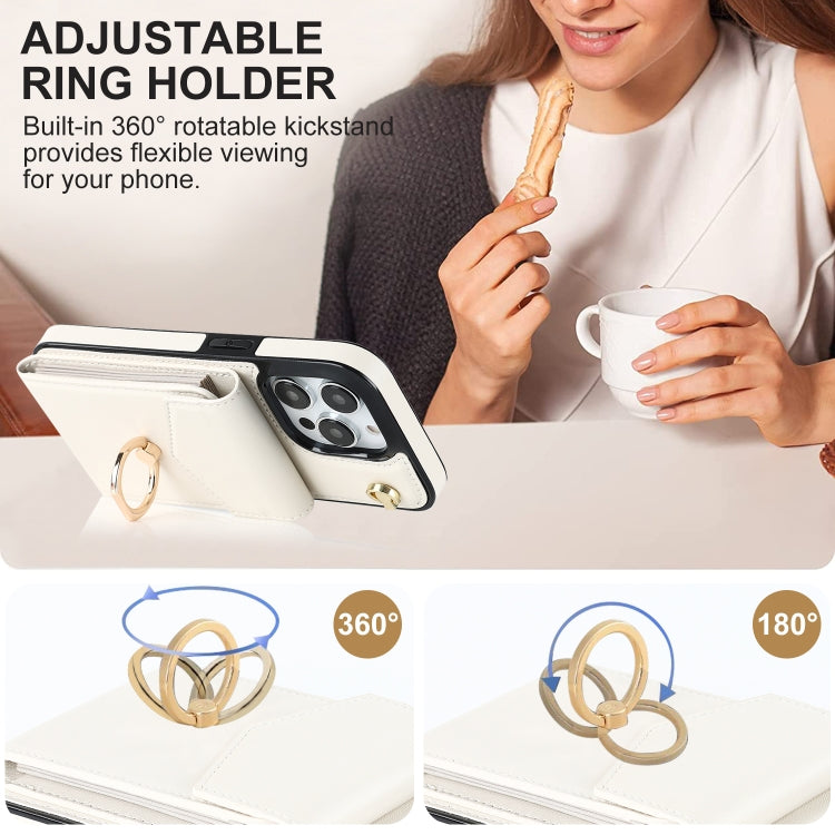 For iPhone 15 Pro Ring Holder RFID Card Slot Phone Case(Beige) - HoMEdemic™ 