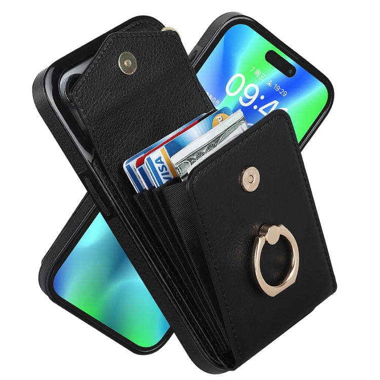 For iPhone 15 Pro Ring Holder RFID Card Slot Phone Case(Black) - HoMEdemic™ 