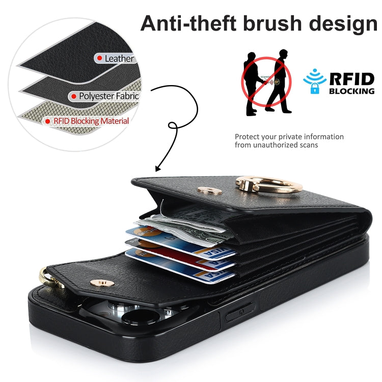 For iPhone 15 Pro Ring Holder RFID Card Slot Phone Case(Black) - HoMEdemic™ 