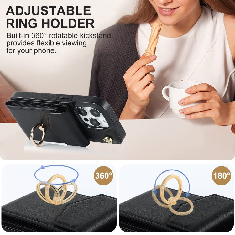 For iPhone 15 Pro Ring Holder RFID Card Slot Phone Case(Black) - HoMEdemic™ 