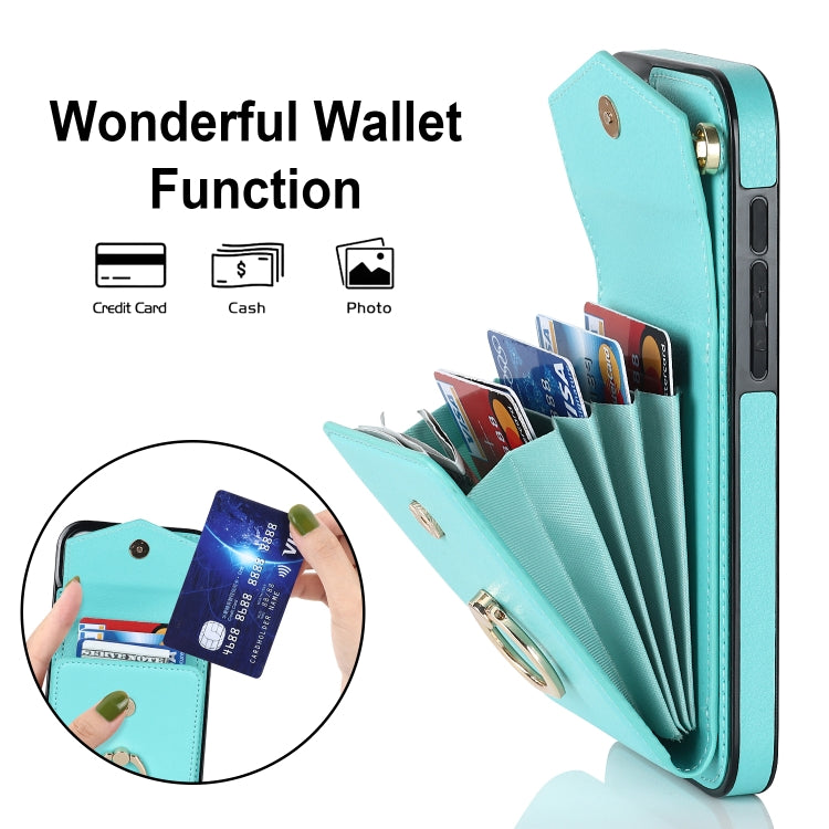 For iPhone 15 Pro Ring Holder RFID Card Slot Phone Case(Mint Green) - HoMEdemic™ 