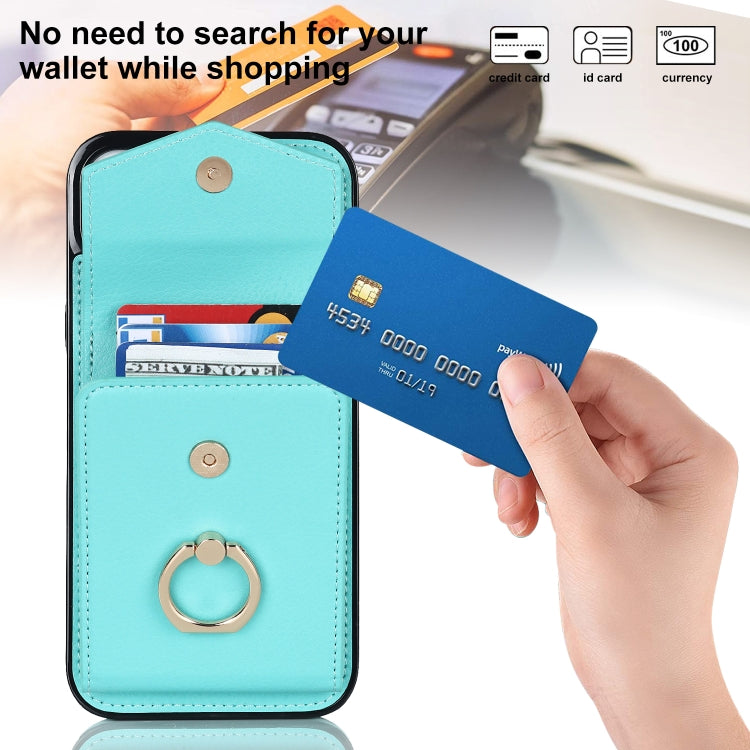 For iPhone 15 Pro Ring Holder RFID Card Slot Phone Case(Mint Green) - HoMEdemic™ 