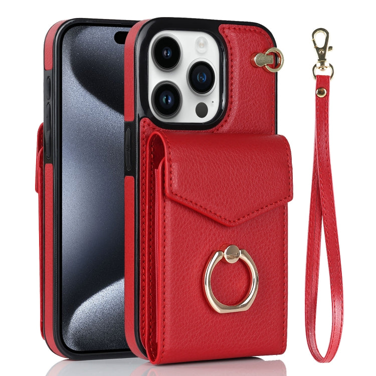 For iPhone 15 Pro Ring Holder RFID Card Slot Phone Case(Red) - HoMEdemic™ 