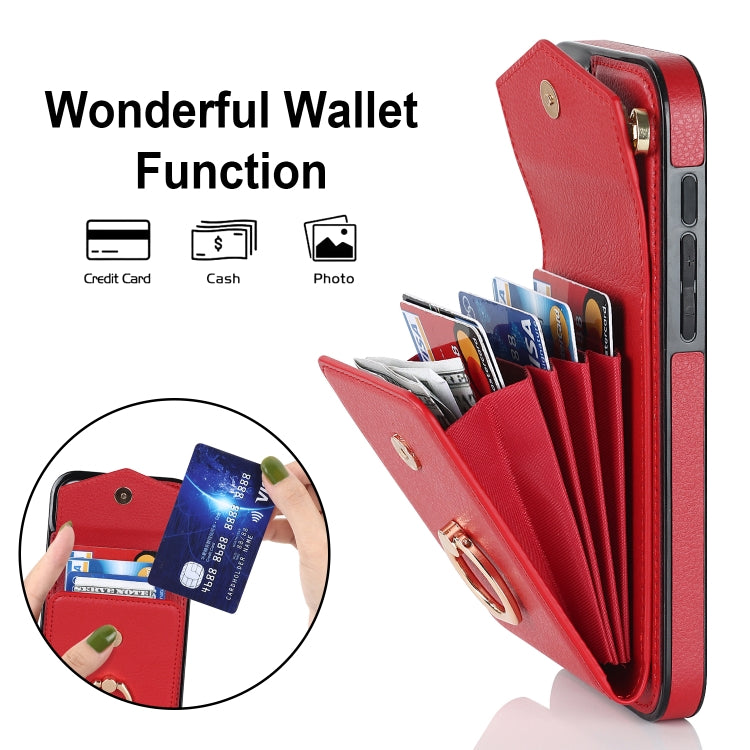 For iPhone 15 Pro Ring Holder RFID Card Slot Phone Case(Red) - HoMEdemic™ 