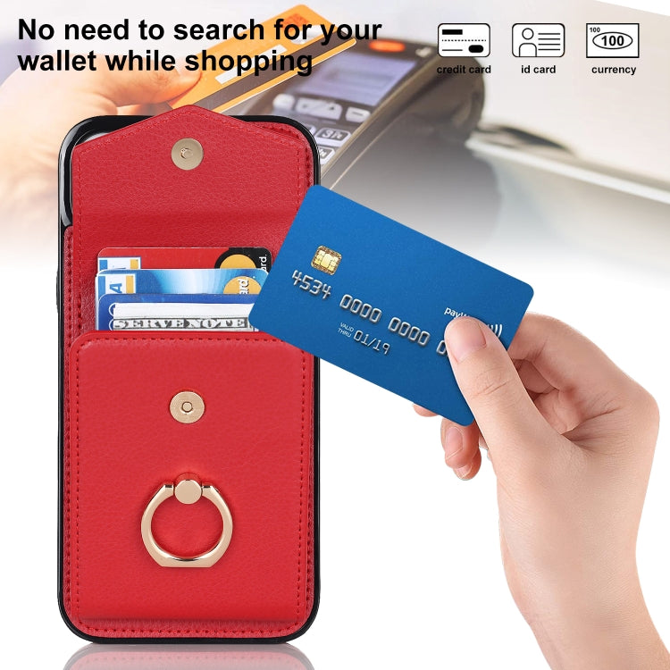 For iPhone 15 Pro Ring Holder RFID Card Slot Phone Case(Red) - HoMEdemic™ 