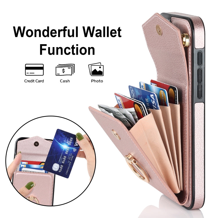 For iPhone 15 Pro Ring Holder RFID Card Slot Phone Case(Rose Gold) - HoMEdemic™ 