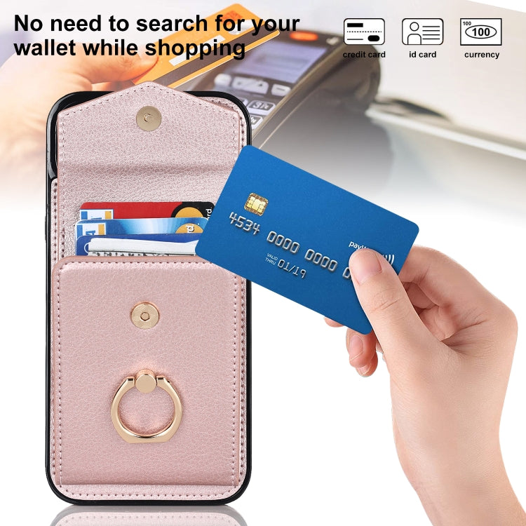 For iPhone 15 Pro Ring Holder RFID Card Slot Phone Case(Rose Gold) - HoMEdemic™ 