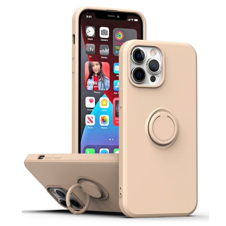 For iPhone 15 Pro Ring Kickstand Silicone Phone Case(Pink) - HoMEdemic™ 