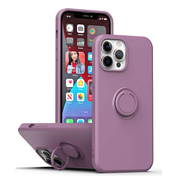 For iPhone 15 Pro Ring Kickstand Silicone Phone Case(Purple) - HoMEdemic™ 