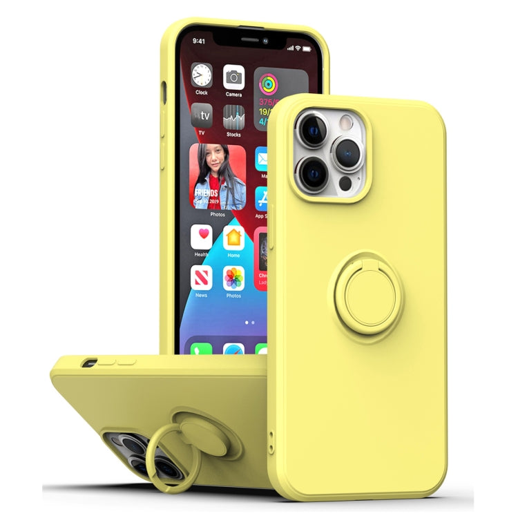 For iPhone 15 Pro Ring Kickstand Silicone Phone Case(Yellow) - HoMEdemic™ 