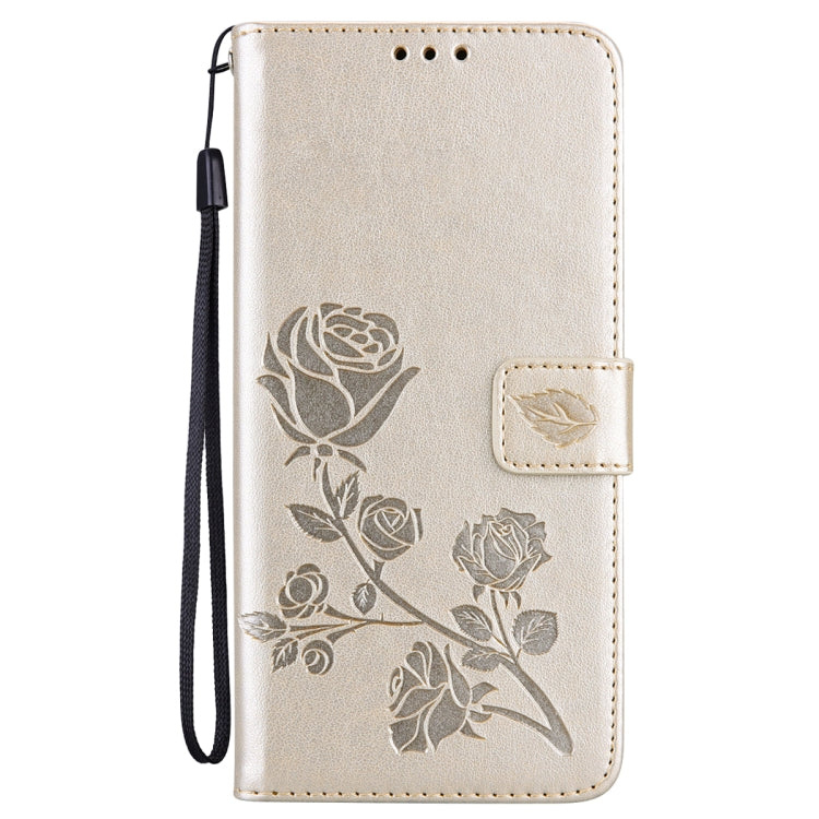 For iPhone 15 Pro Rose Embossed Flip PU Leather Phone Case(Gold) - HoMEdemic™ 