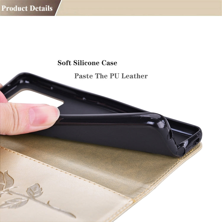 For iPhone 15 Pro Rose Embossed Flip PU Leather Phone Case(Gold) - HoMEdemic™ 