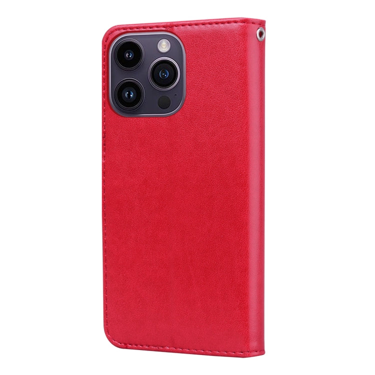 For iPhone 15 Pro Rose Embossed Flip PU Leather Phone Case(Red) - HoMEdemic™ 