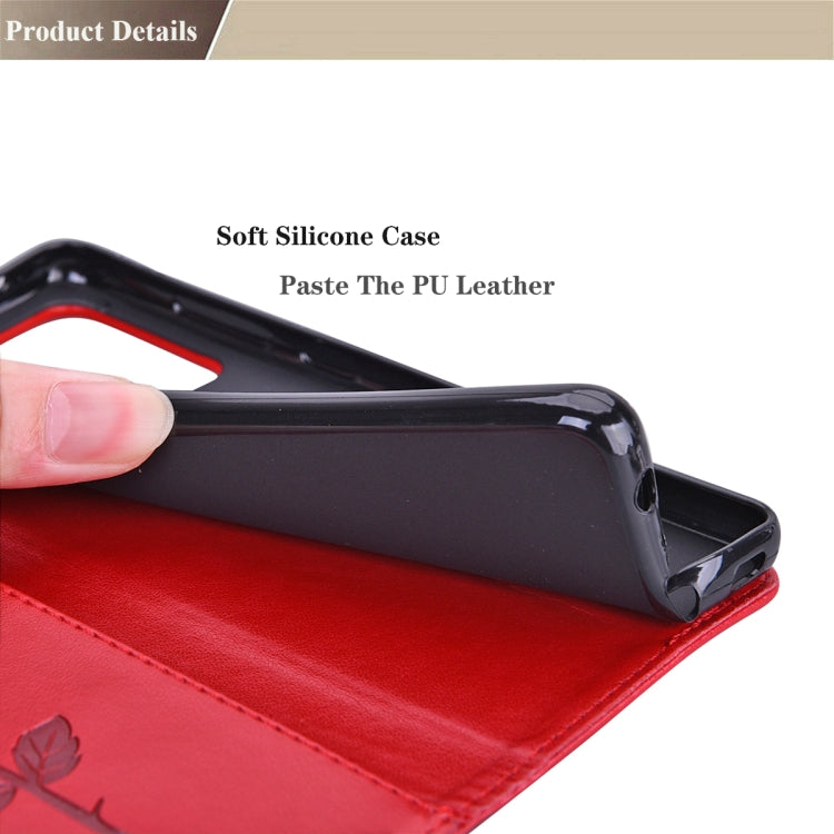 For iPhone 15 Pro Rose Embossed Flip PU Leather Phone Case(Red) - HoMEdemic™ 