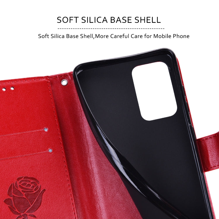 For iPhone 15 Pro Rose Embossed Flip PU Leather Phone Case(Red) - HoMEdemic™ 