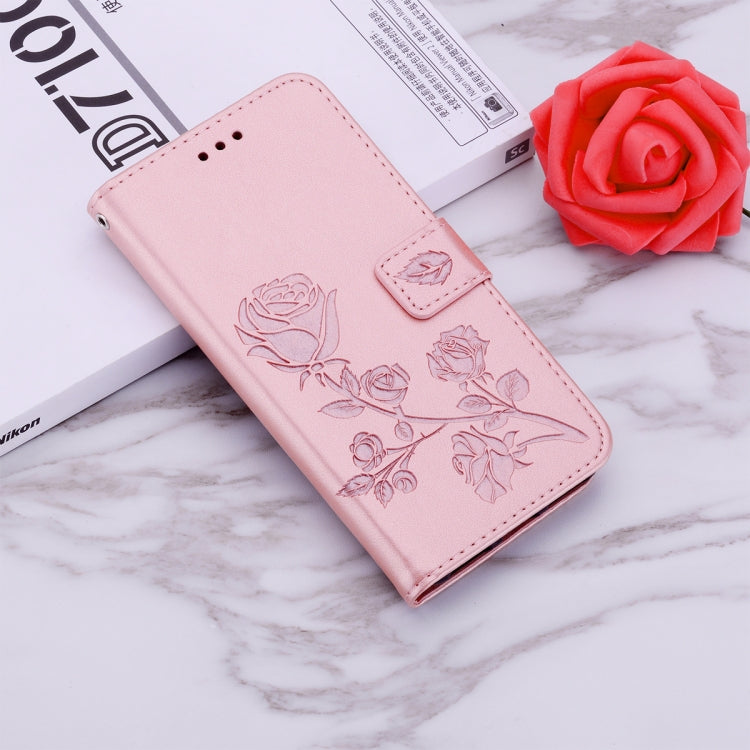 For iPhone 15 Pro Rose Embossed Flip PU Leather Phone Case(Rose Gold) - HoMEdemic™ 