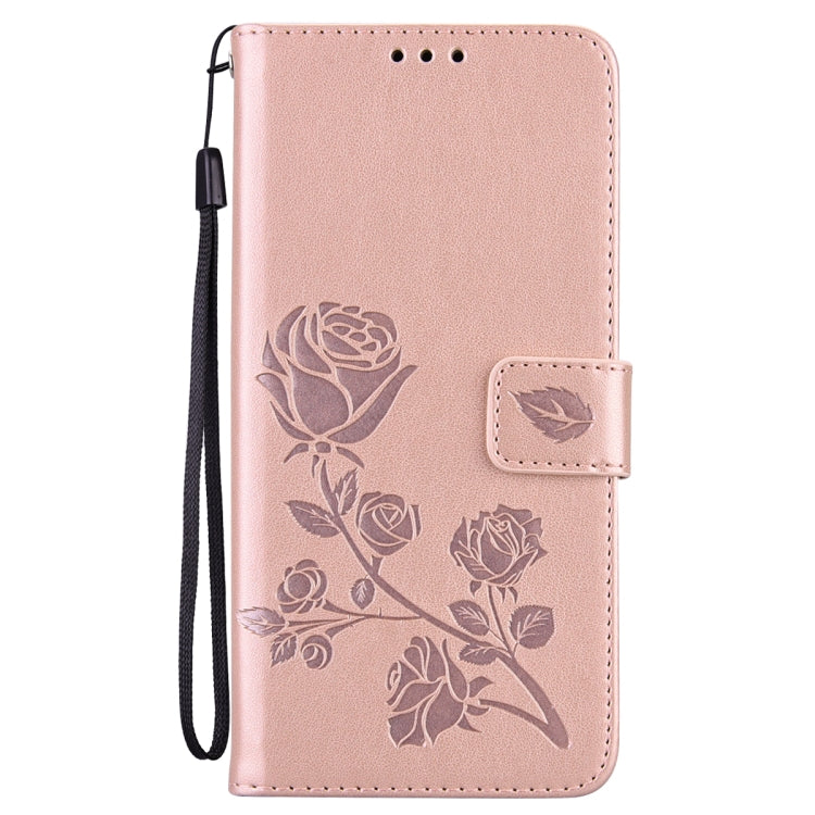 For iPhone 15 Pro Rose Embossed Flip PU Leather Phone Case(Rose Gold) - HoMEdemic™ 