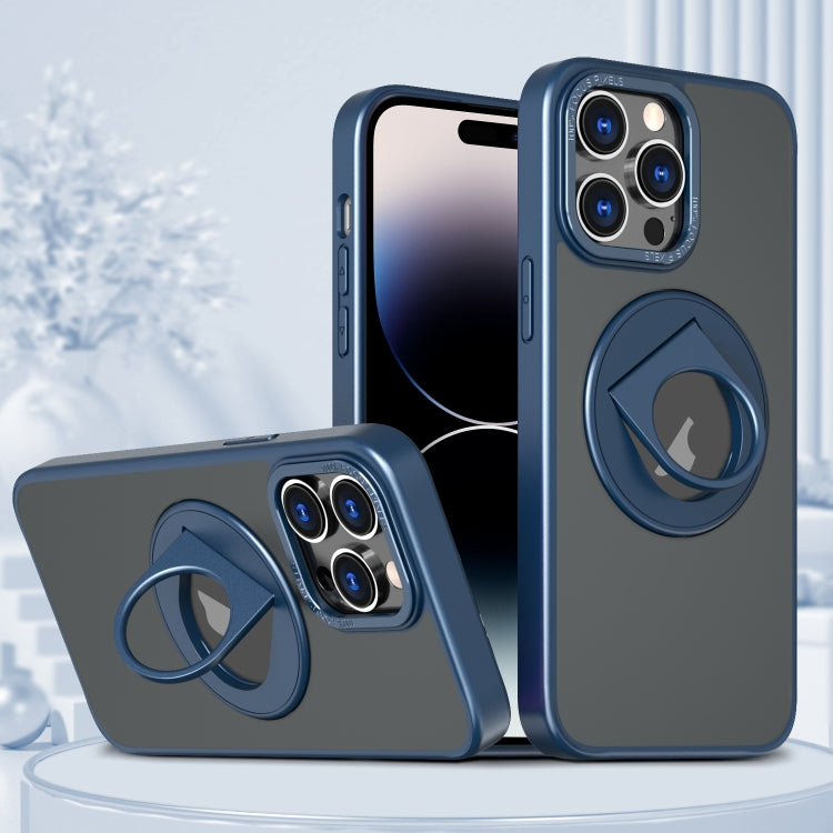 For iPhone 15 Pro Rotating Ring Magnetic Holder Phone Case(Blue) - HoMEdemic™ 