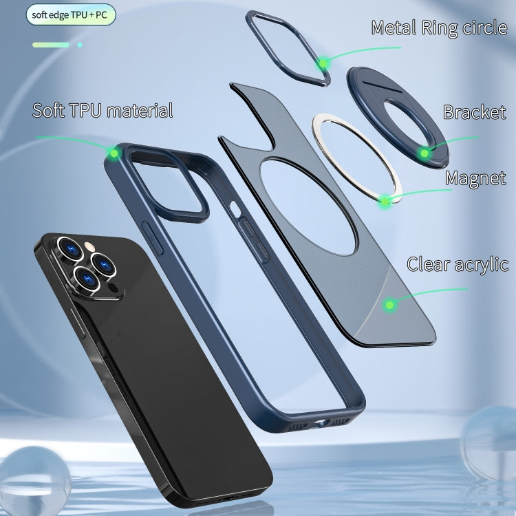 For iPhone 15 Pro Rotating Ring Magnetic Holder Phone Case(Blue) - HoMEdemic™ 